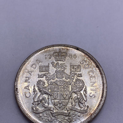 1966 Canada 50 Cents Proof Like Silver Coin Great Looking Silver Coin #917-10