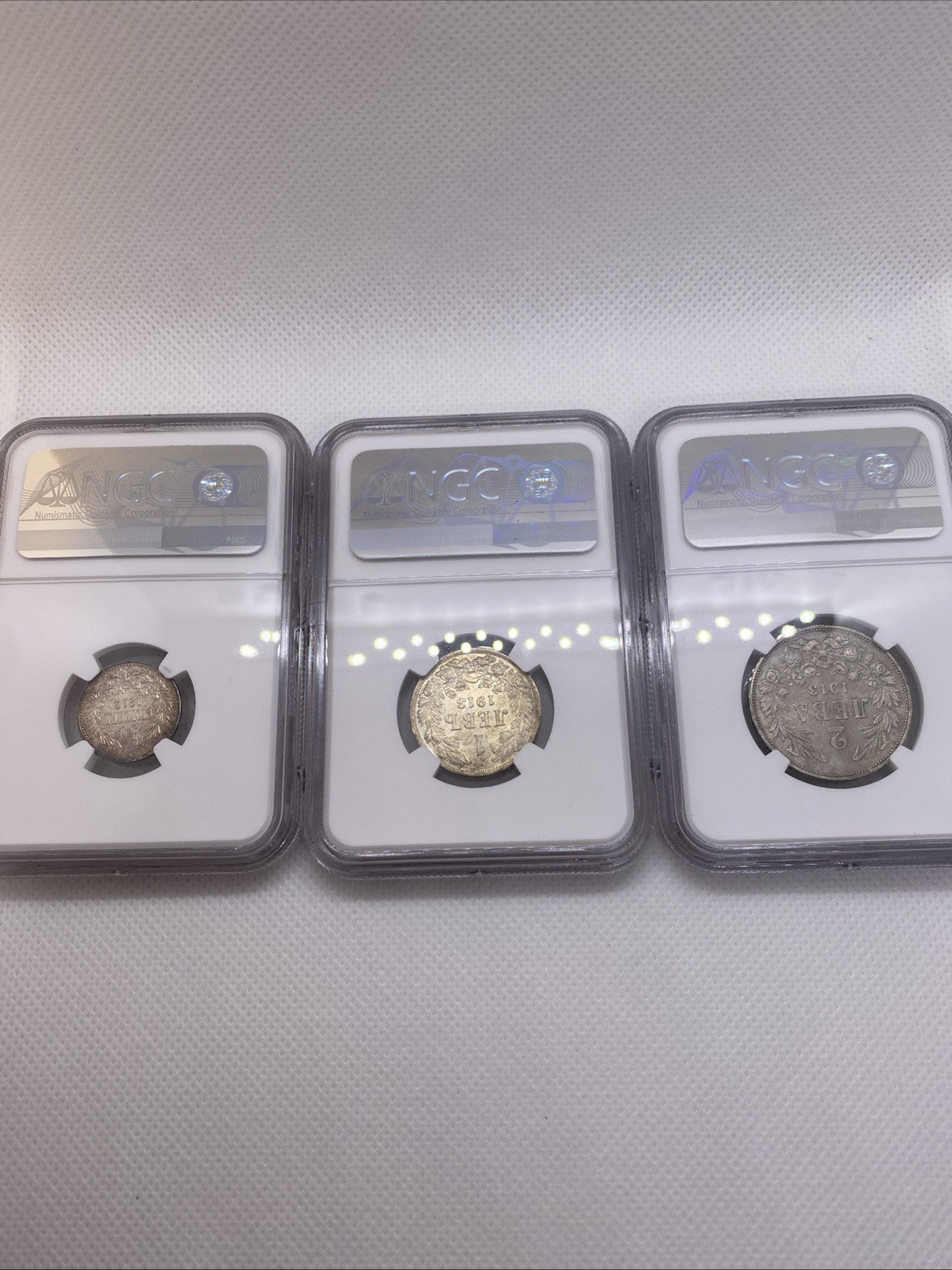 1913 Bulgaria Silver Coin Set 50S, 1 Lev, 2 Leva  Alexander I Coins RARE