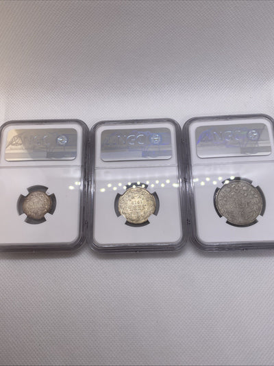 1913 Bulgaria Silver Coin Set 50S, 1 Lev, 2 Leva  Alexander I Coins RARE