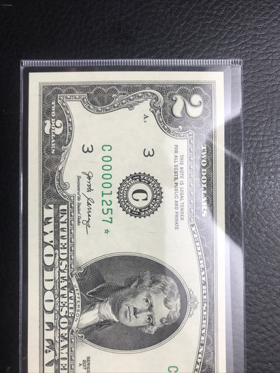 $2 Rare Uncirculated Low FOUR (4) Digits  ⭐️ STAR NOTE ⭐ 1257*