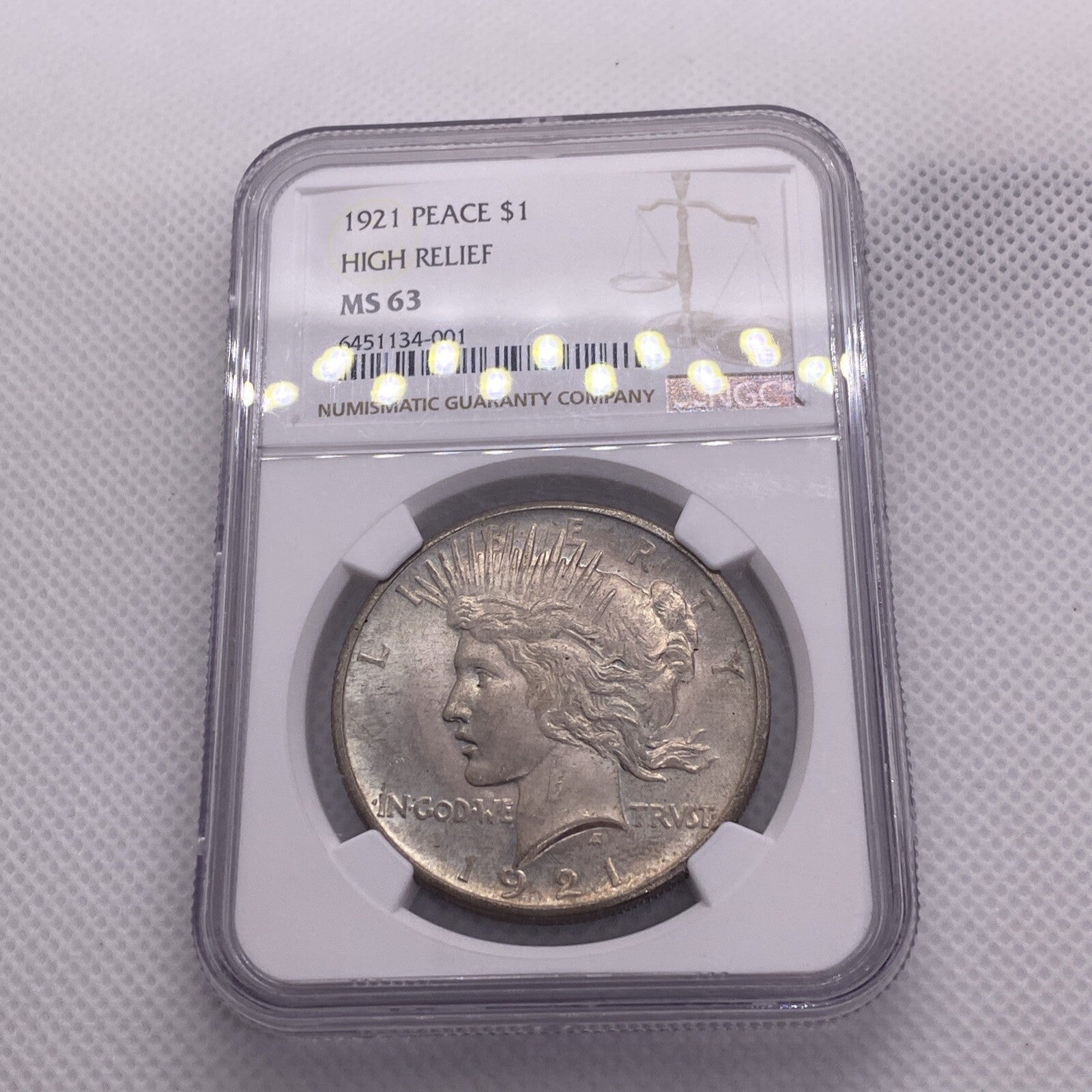 1921 Peace Dollar NGC Graded MS63 MS 63 Beautiful Silver Dollar RARE Key Date