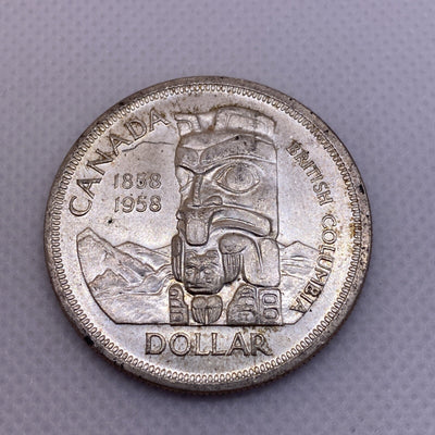 1958 CANADIAN SILVER DOLLAR CANADA SILVER COIN #3590-10