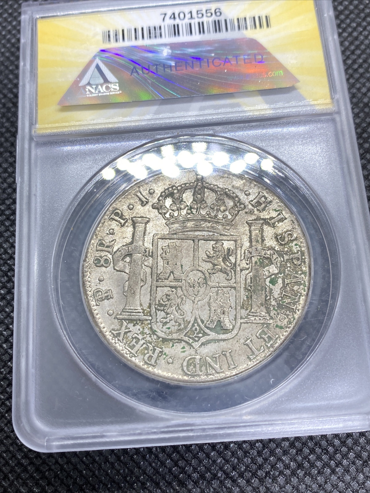 1819 PTS PJ Bolivia Silver 8R 8 Reales AU 50 Details Anacs Silver Potosi #556