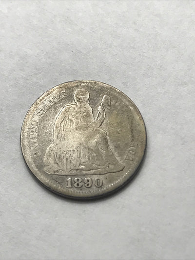 1890 Seated Liberty Dime Silver 90% Coin #HJ890