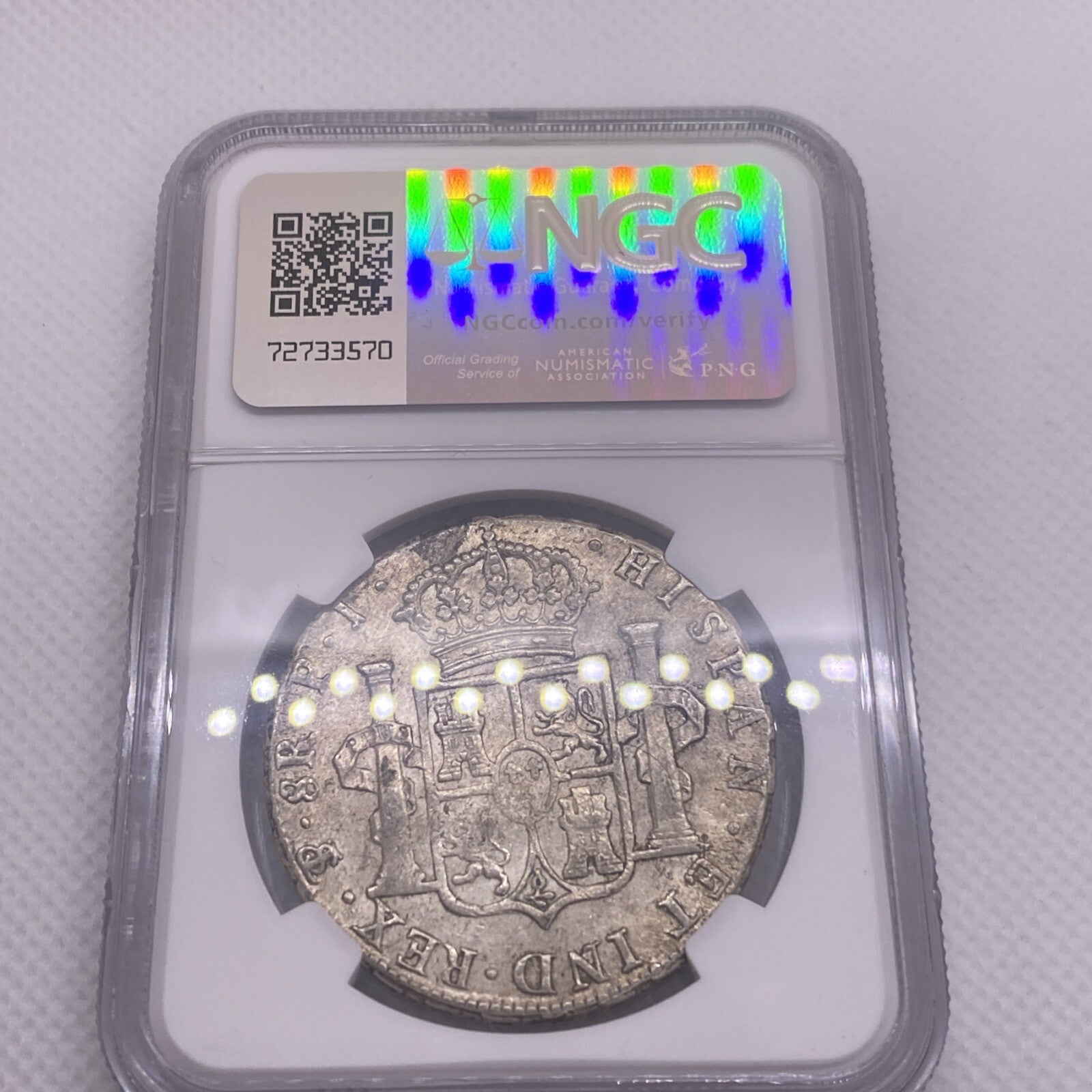 1808 PTS PJ SILVER CHARLES IIII 8 REALES BOLIVIA NGC AU VERY RARE AU #420-003