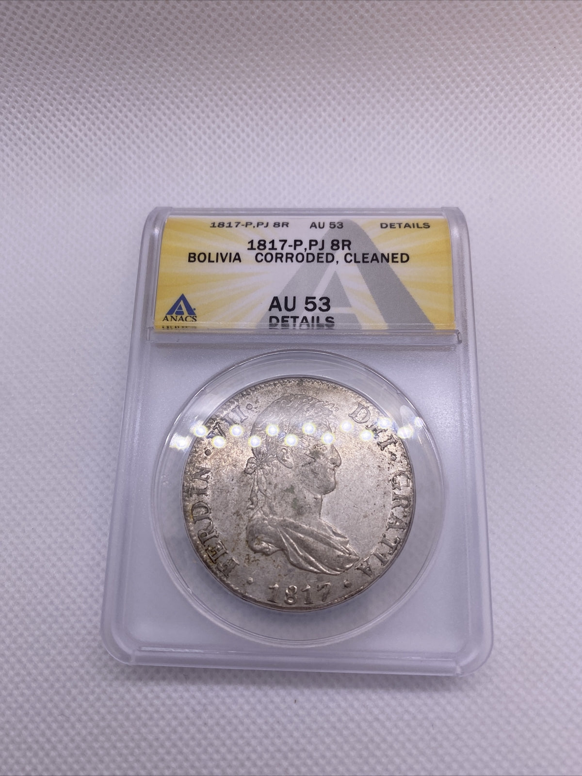 1817 PTS Bolivia 8 Reales 8R Anacs AU53 Details Silver Coin Colonial Rare #564