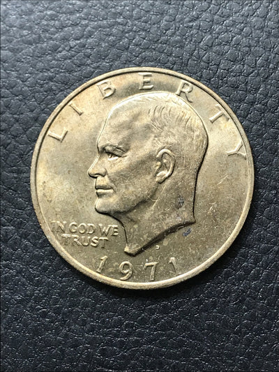 1971-D EISENHOWER TWO(2) $1 DOLLARS BU TONED COINS IN HIGH GRADE #IKE-635GE