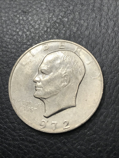 1972 Eisenhower Ike Dollar $1 Mint Error Obverse Struck Through