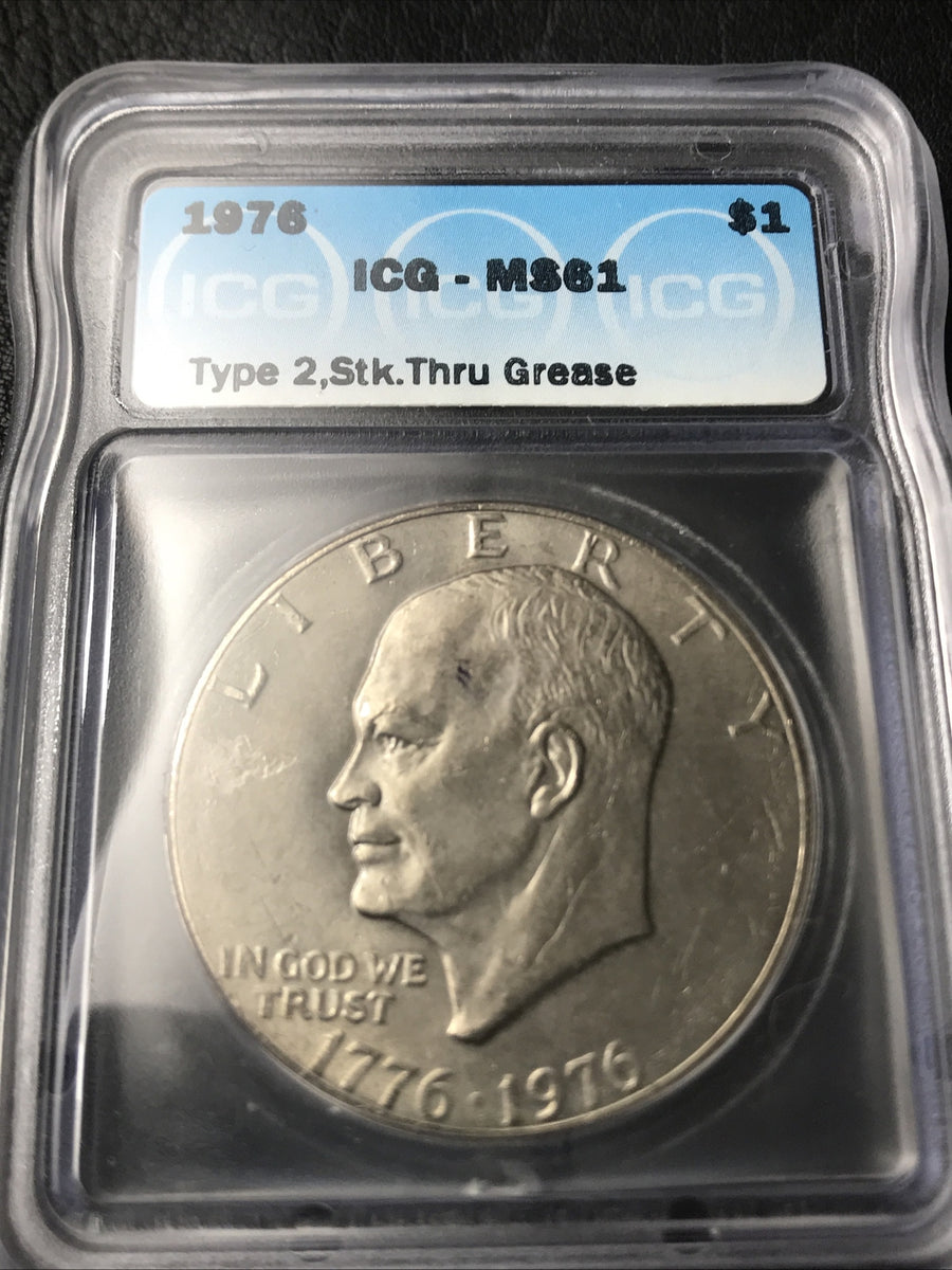1976 Ike Dollar $1 Struck Thru Error ICG MS61 Mint Error