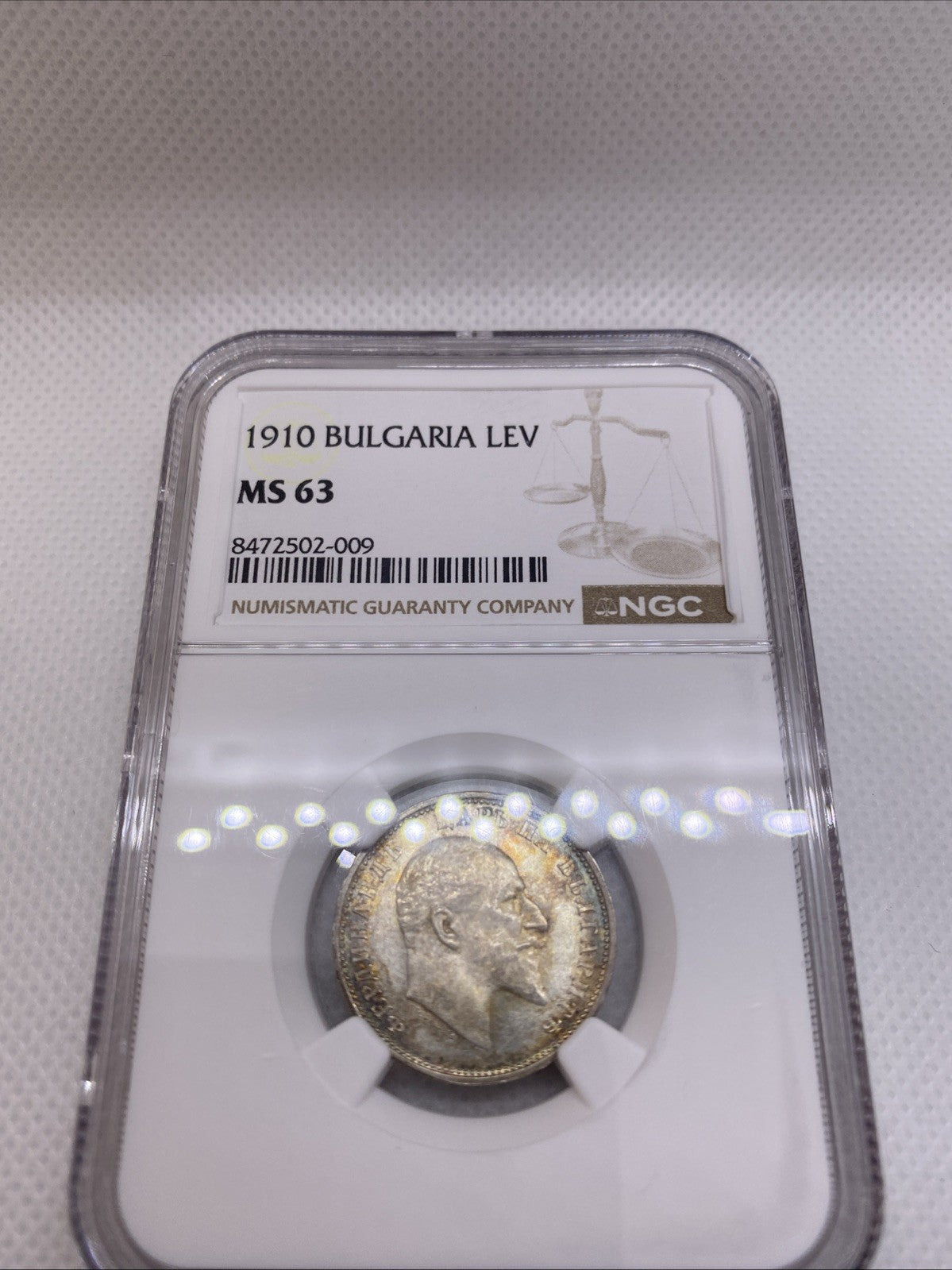 1910 1 LEVA BULGARIA NGC MS63 RARE Very HIGH GRADE