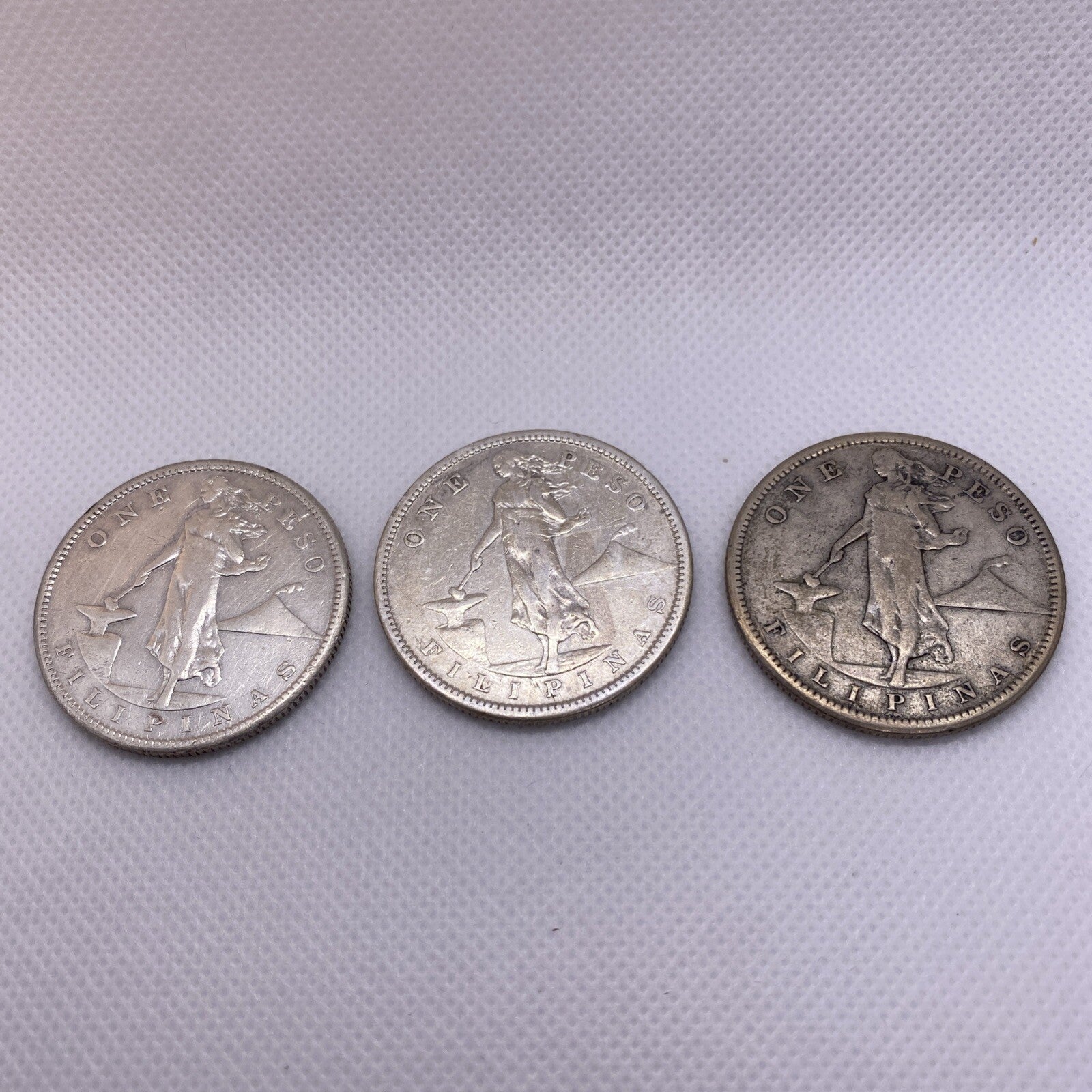 1907 S Three Silver One Pesos Phillipines 1907S #8932-10