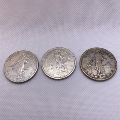 1907 S Three Silver One Pesos Phillipines 1907S #8932-10