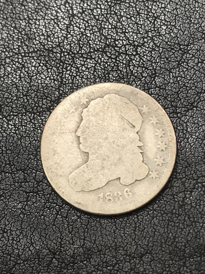 1836 Capped Bust Dime Silver Coin JR-1 R-3 Fancy 8 RARE #27890