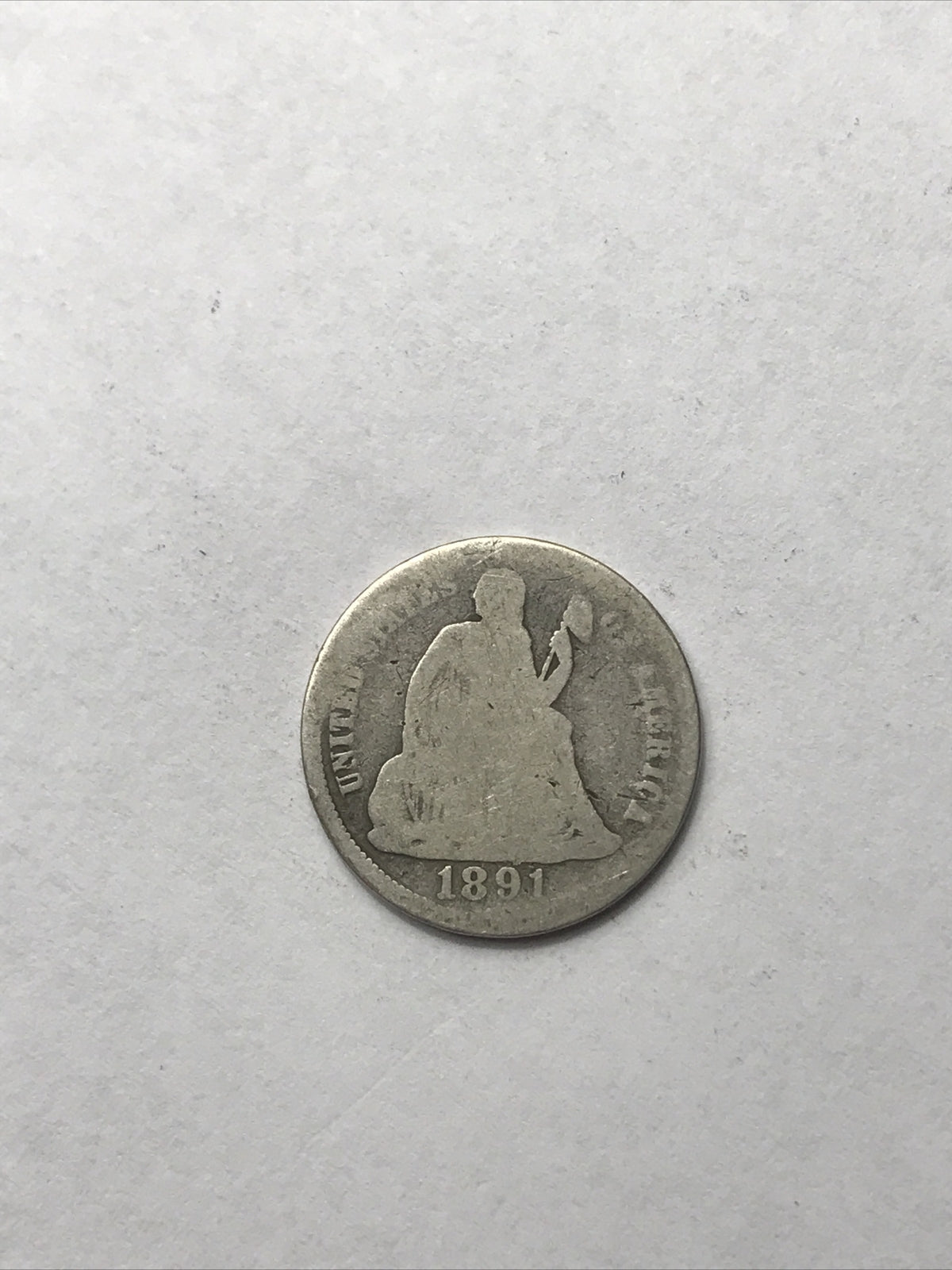 1891 Seated Liberty Dime Silver 90% Coin #BL91