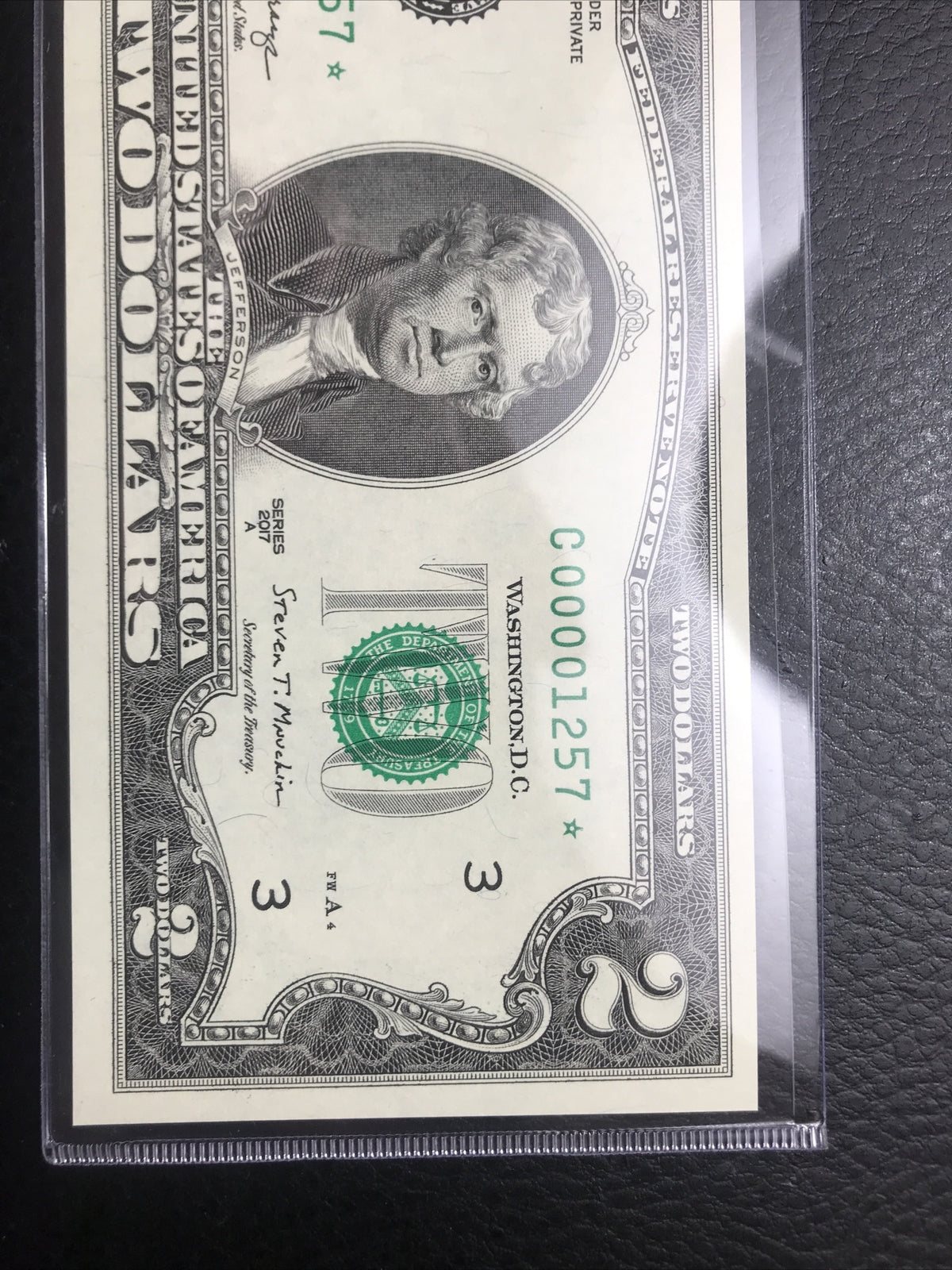 $2 Rare Uncirculated Low FOUR (4) Digits  ⭐️ STAR NOTE ⭐ 1257*