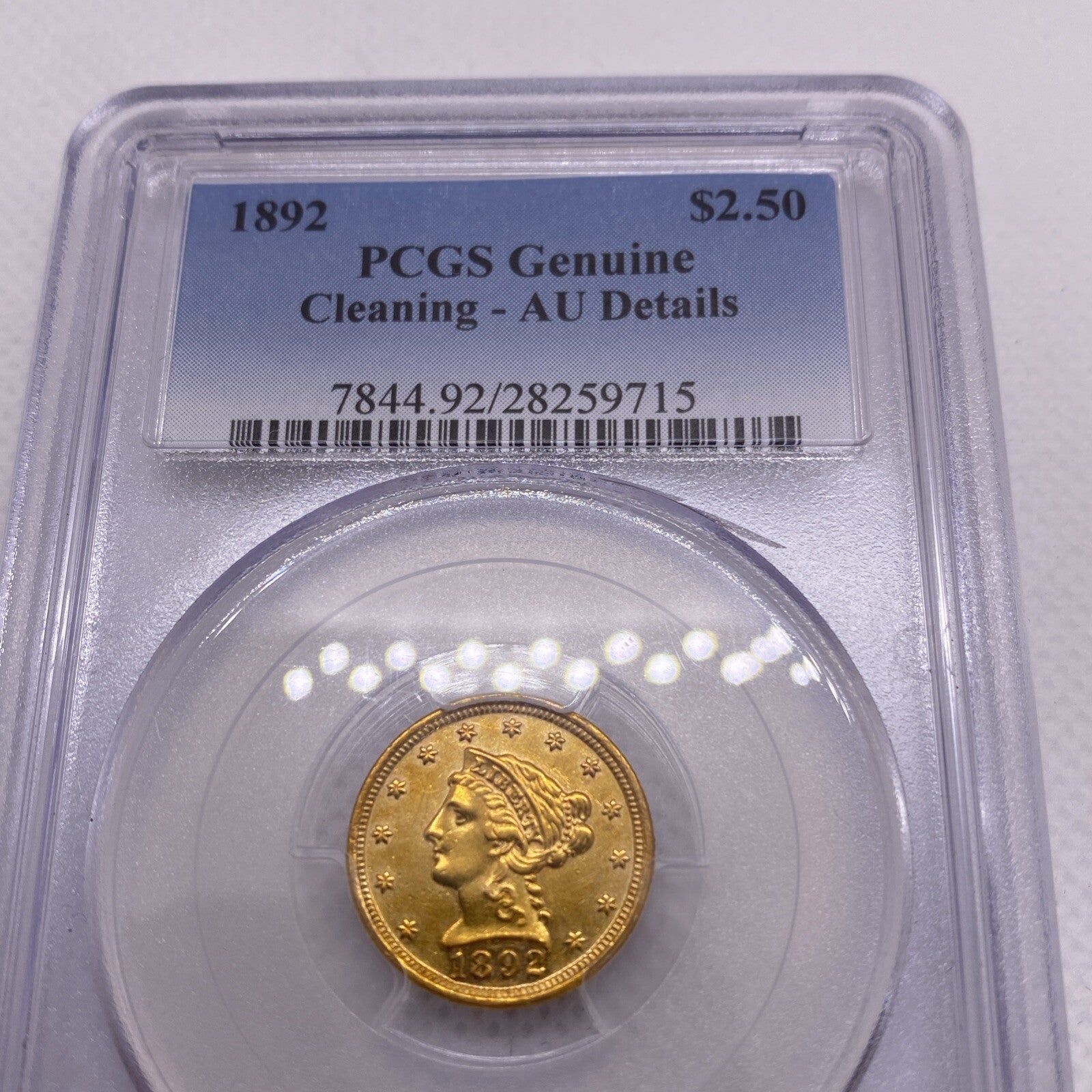 1892 Quarter Eagle $2.50 Gold Coin - NGC Graded AU Details VERY RARE Low Mintage