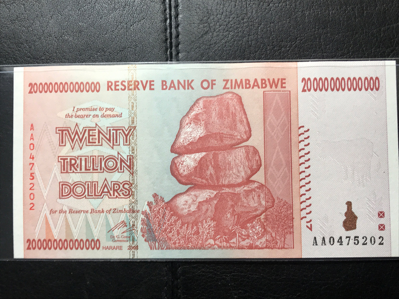 2008 20 TRILLION Zimbabwe DOLLARS BANKNOTE UNC 100 TRILLION SERIES UNCIRCULATED