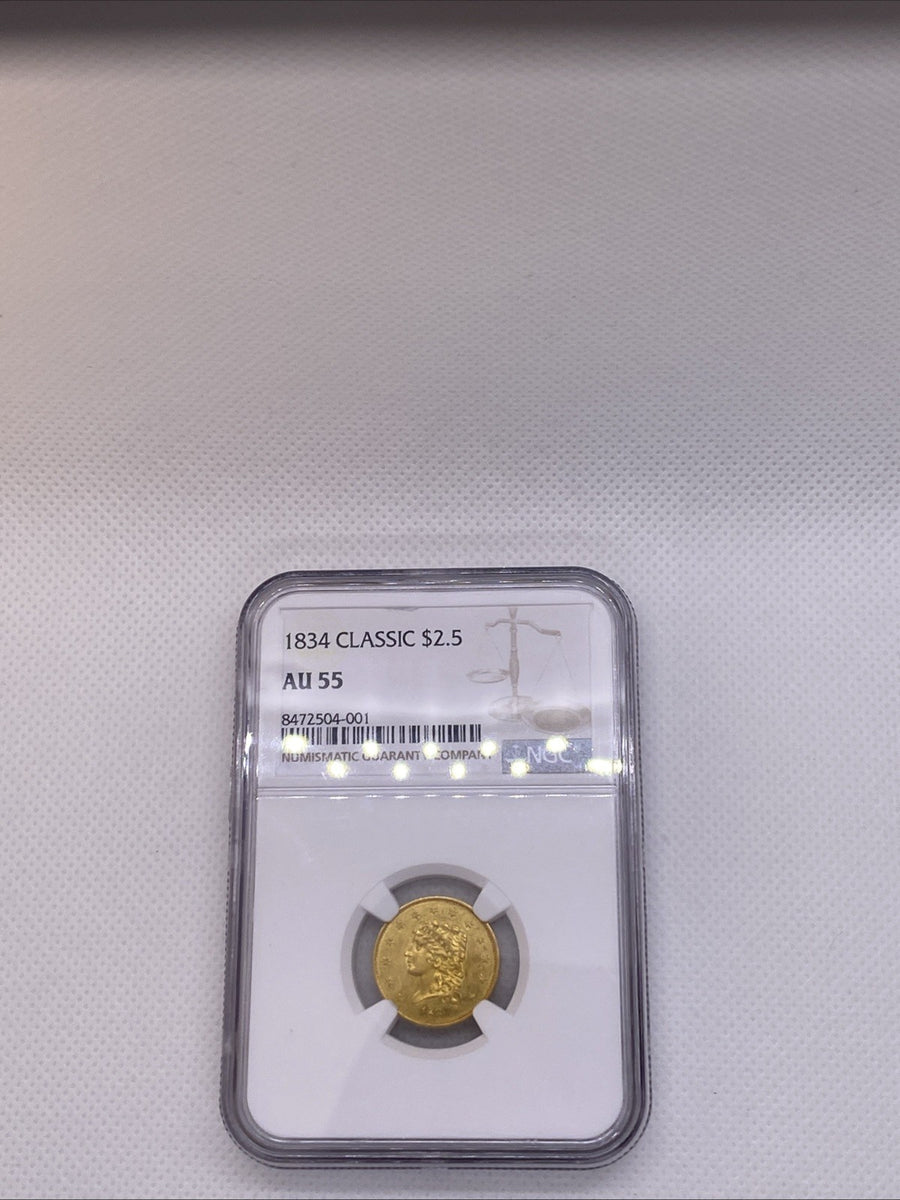1834 $2-1/2 Classic Head Quarter Eagle Gold Philadelphia NGC AU55 Gold Coin