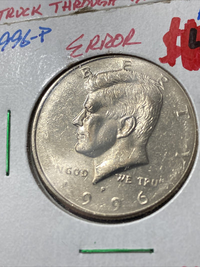 1998 P + 1996 P Kennedy Half Dollars + 1976 Quarter - Struck through Mint Errors