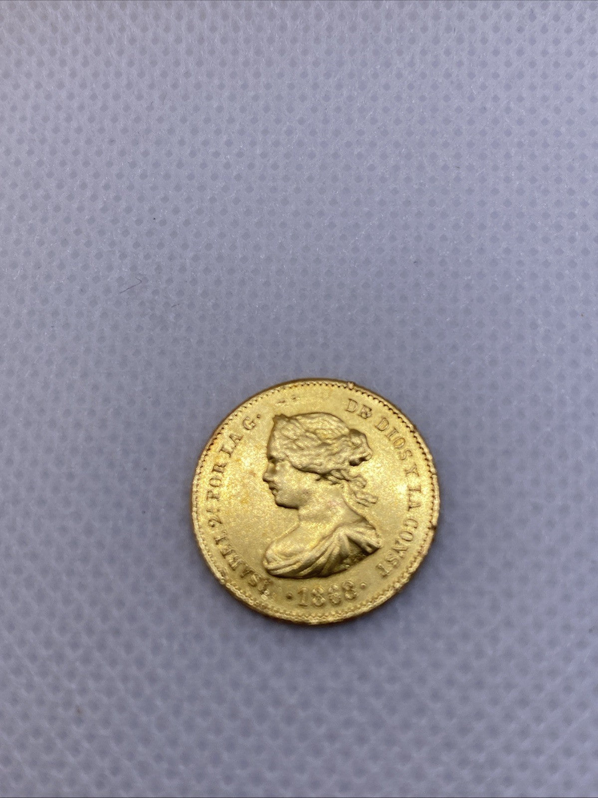 1868 4 Escudos Isabel II Gold Coin Rare