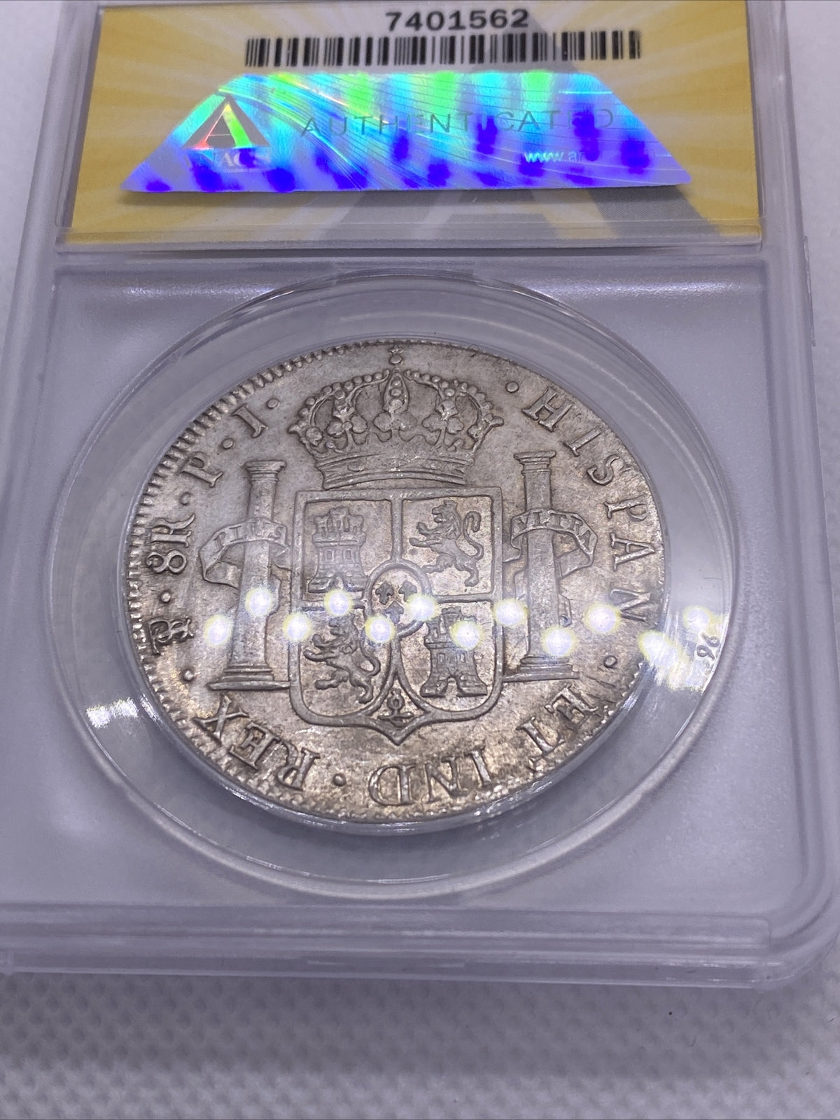 1818 PTS PJ Bolivia Silver 8R 8 Reales AU 55 Details Anacs Silver Potosi #562