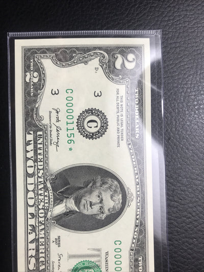 $2 Rare Uncirculated Low FOUR (4) Digits  ⭐️ STAR NOTE ⭐ 1156*