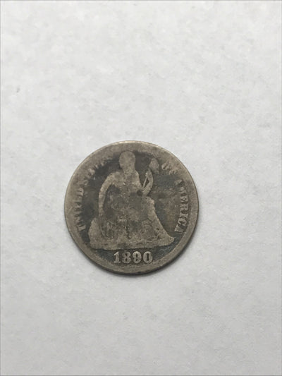 1890 Seated Liberty Dime Silver 90% Coin #GG46
