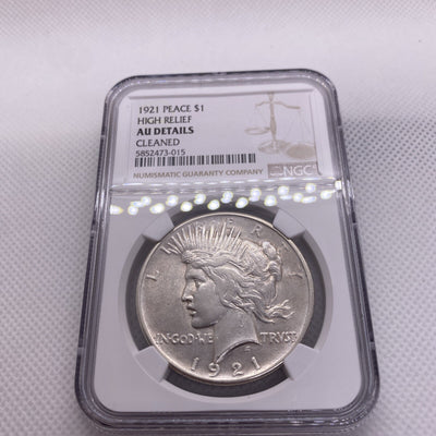 1921 Peace Dollar NGC Graded AU Details Beautiful Silver Dollar RARE Key Date