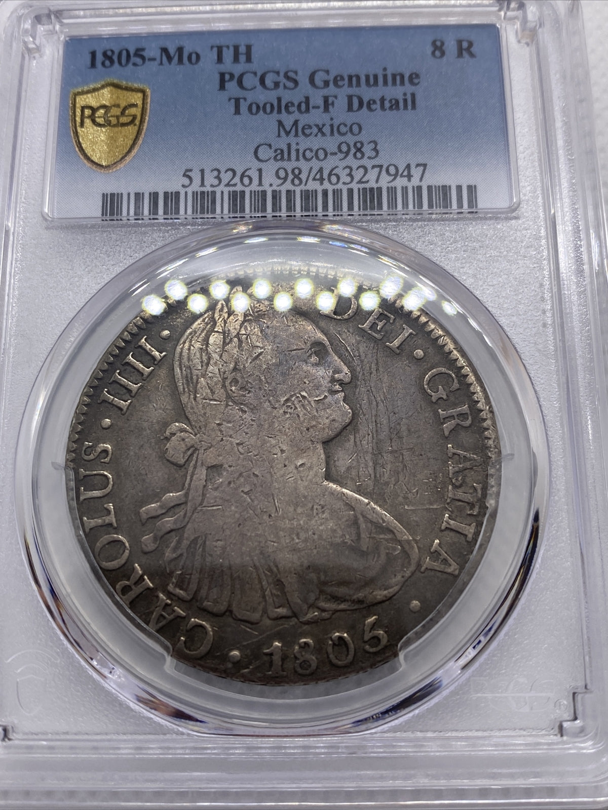 1805 Mo TH 8 Reales Mexico Silver 8R Calico-983 PCGS V Details #7947