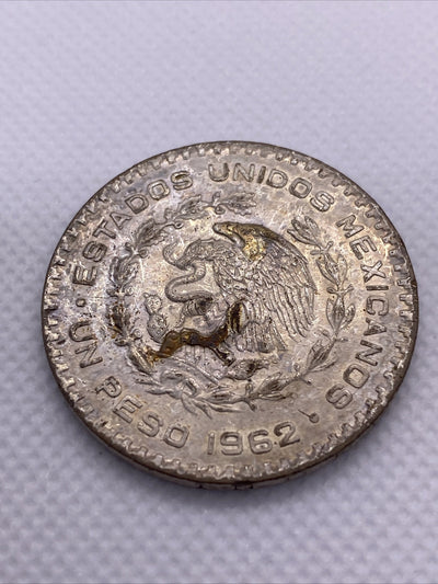 1962 MEXICO UN Peso One Peso Silver w/ Morelos Mexican Silver Coin