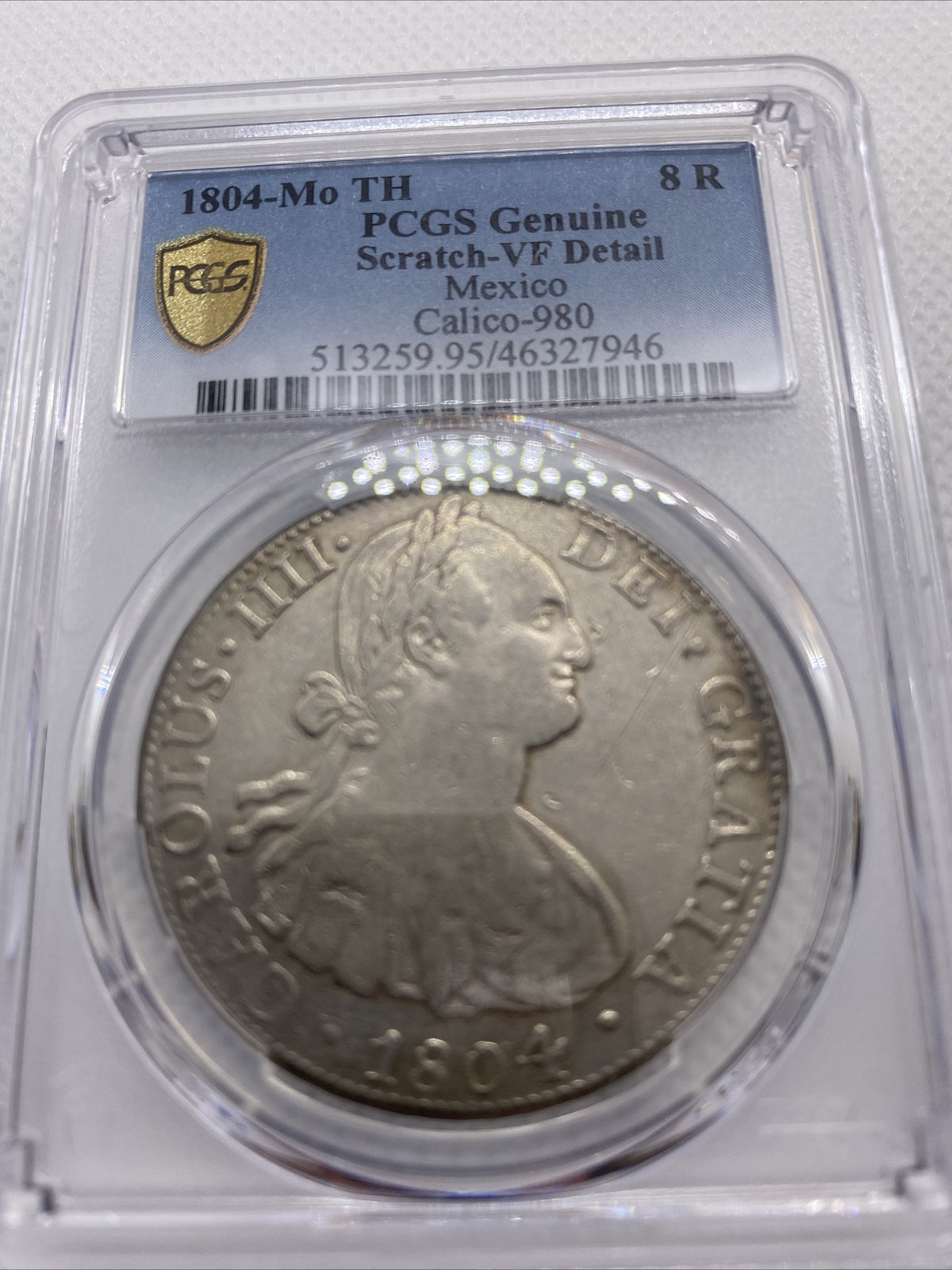 1804 MO TH 8 Reales PCGS VF Details Mexico Silver 8R Calico-980 Variety #7946