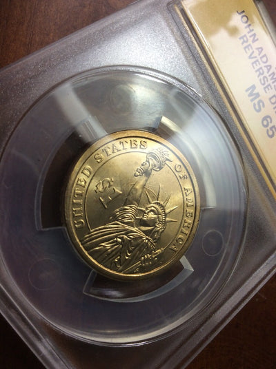 2007 John Adams Presidential Dollar Die Clash Anacs MS65 Rare ERROR COIN **567
