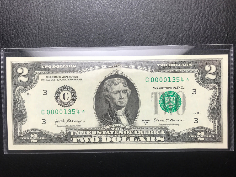 $2 Rare Uncirculated Low FOUR (4) Digits  ⭐️ STAR NOTE ⭐ 1354* 