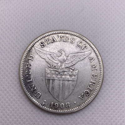 Philippines 1908S One Peso Large Silver Coin #9287-10