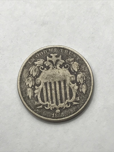 1868 Shield Nickel 5 Cents 5C Civil War Era Nickel US Coin