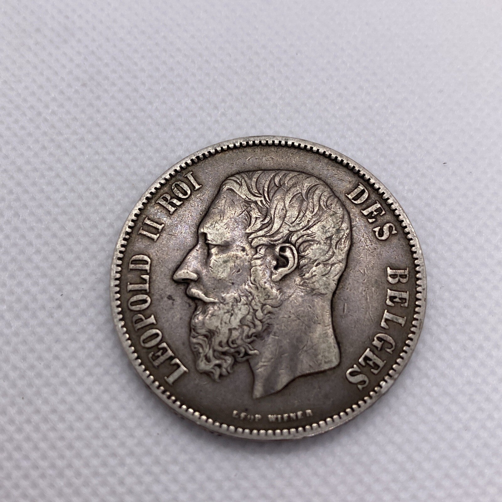 1872 BELGIUM 5 FRANCS LARGE SILVER COIN WORLD SILVER COIN #7645