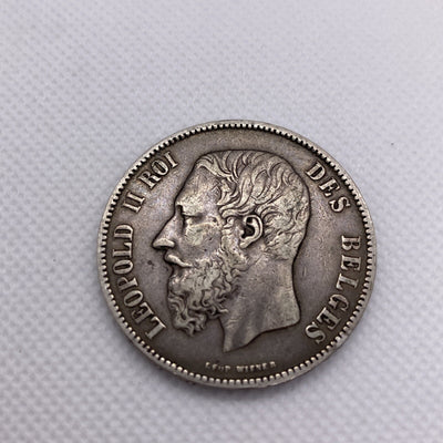 1872 BELGIUM 5 FRANCS LARGE SILVER COIN WORLD SILVER COIN #7645