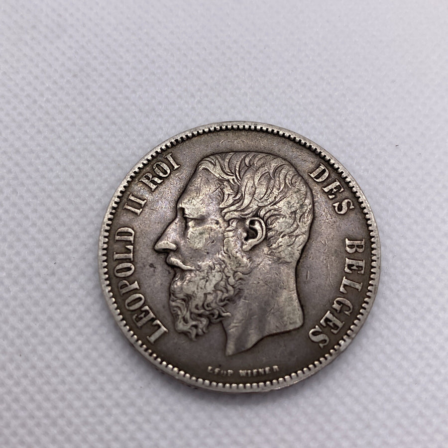1872 BELGIUM 5 FRANCS LARGE SILVER COIN WORLD SILVER COIN #7645
