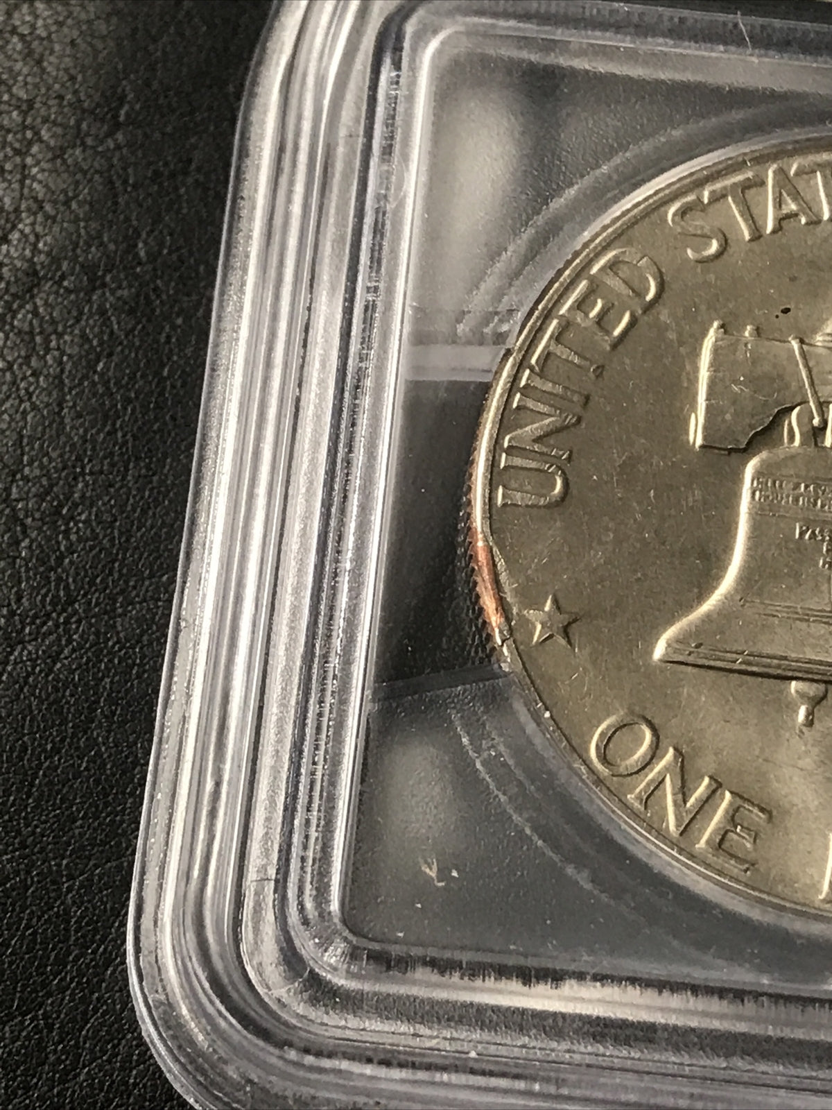 1976 D Ike Dollar $1 Rim Flaw Error ICG MS63 Mint Error