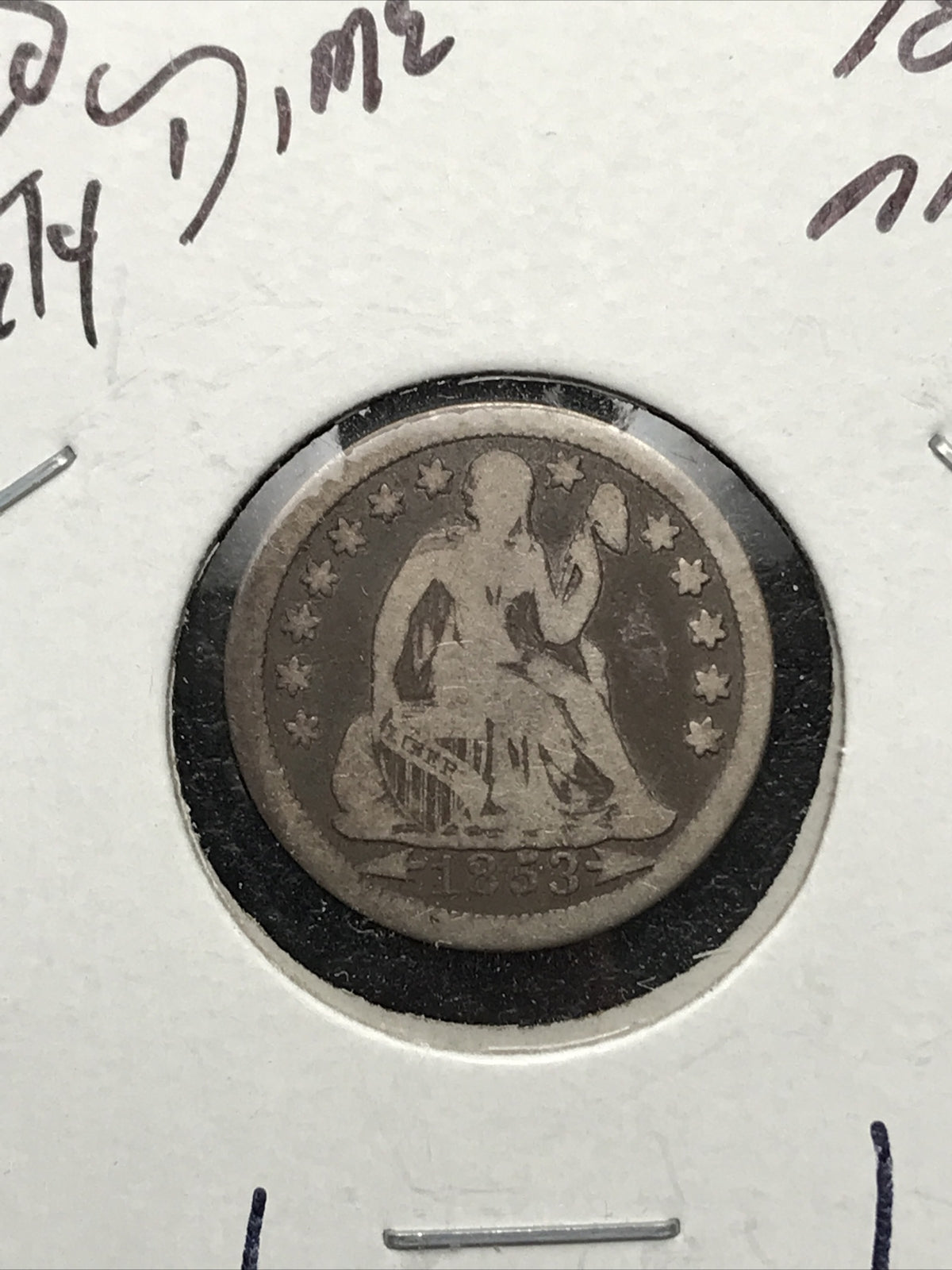 1853 Seated Liberty Dime 10 Cents Silver Coin Arrows X2-35