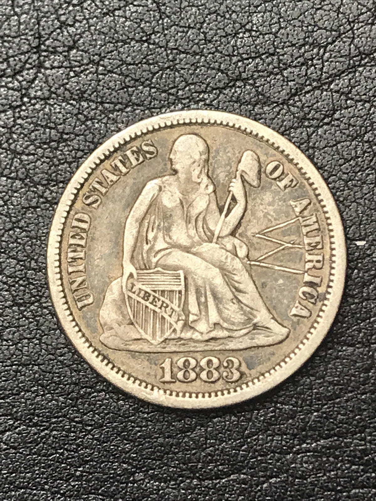 1883 Seated Liberty Silver Dime Personalised with Letter “W” (For Wife?) #9123