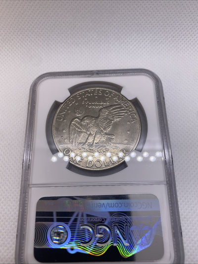1971-D Eisenhower IKE Dollar NGC AU58 Type 1 Rev RDV-006 Friendly Eagle FS-901