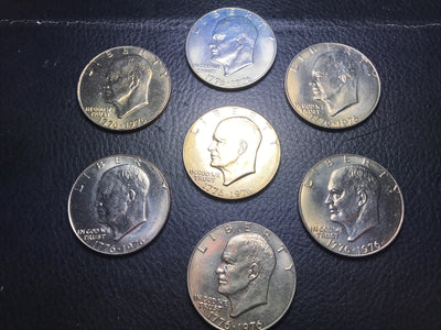 1976 P D Eisenhower Ike Seven $1 Dollars BU Toned Coins Type 1 - #IKE-7