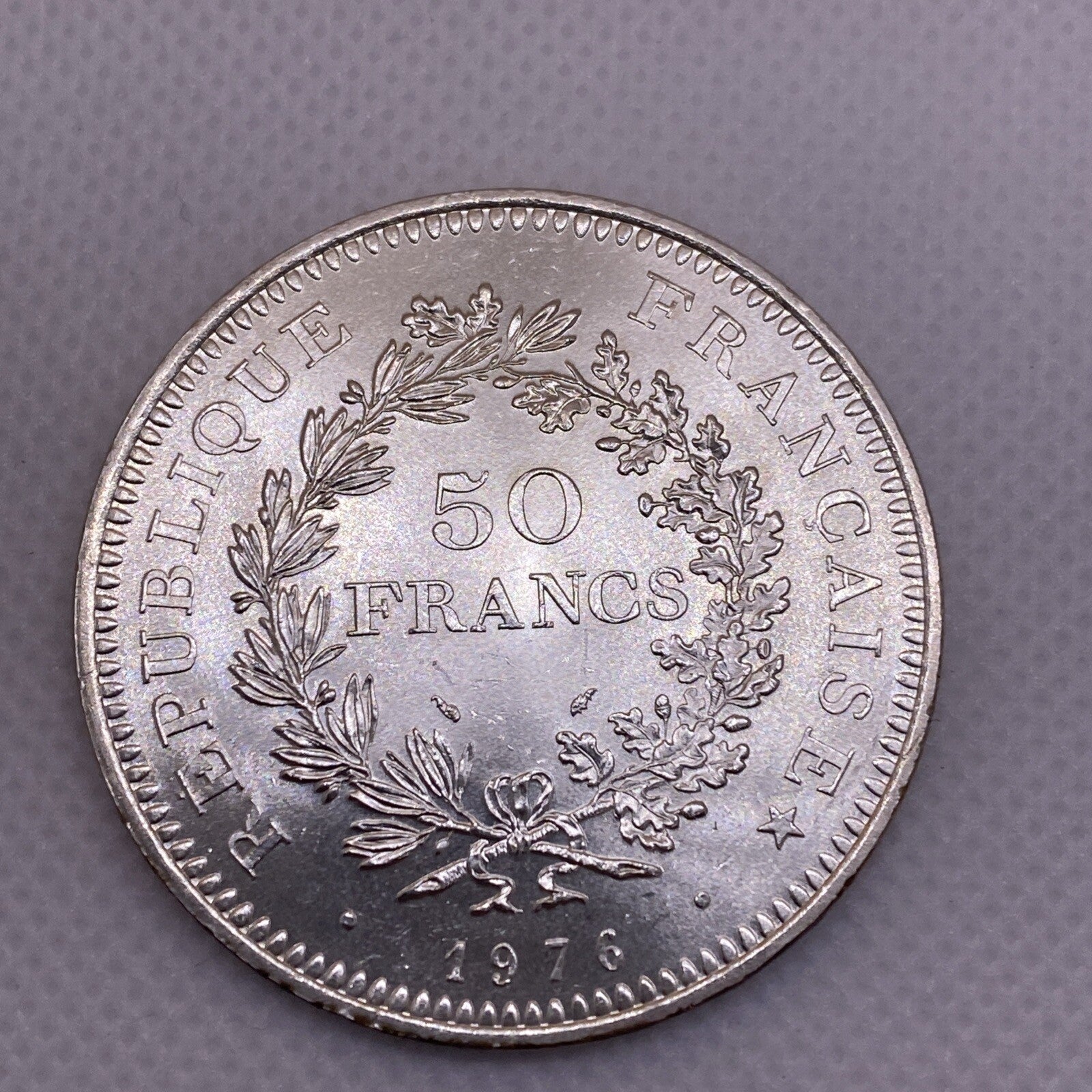1976 France 50 Francs Silver Coin 50 Fr. Uncirculated Silver Coin #1287-10