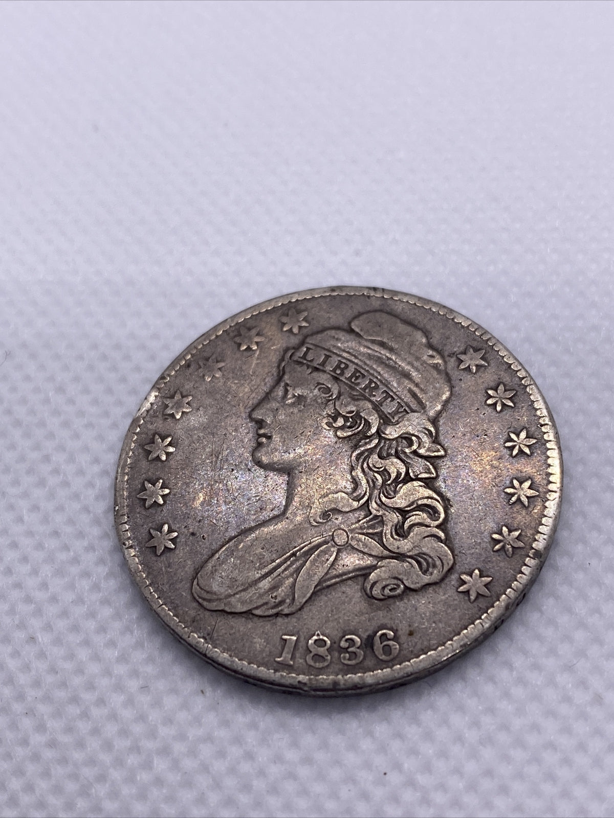 1836 Capped Bust Half Dollar Lettered Edge Silver 50c Beautiful Toning