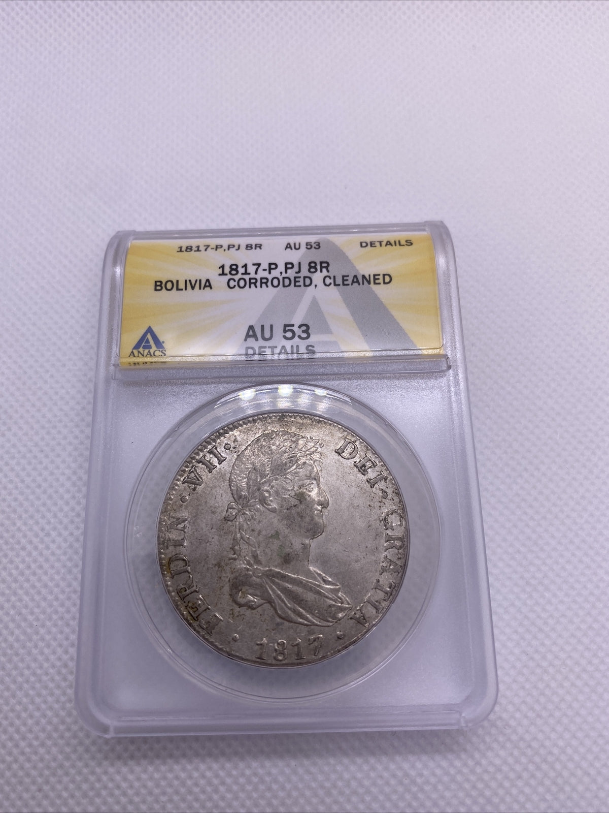 1817 PTS Bolivia 8 Reales 8R Anacs AU53 Details Silver Coin Colonial Rare #564