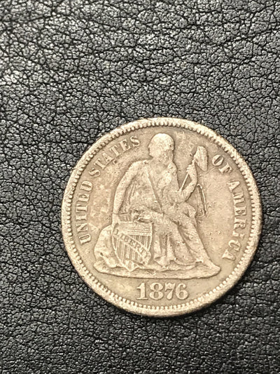 1876 CC Seated Liberty Dime 10 Cents Silver Coin #92290