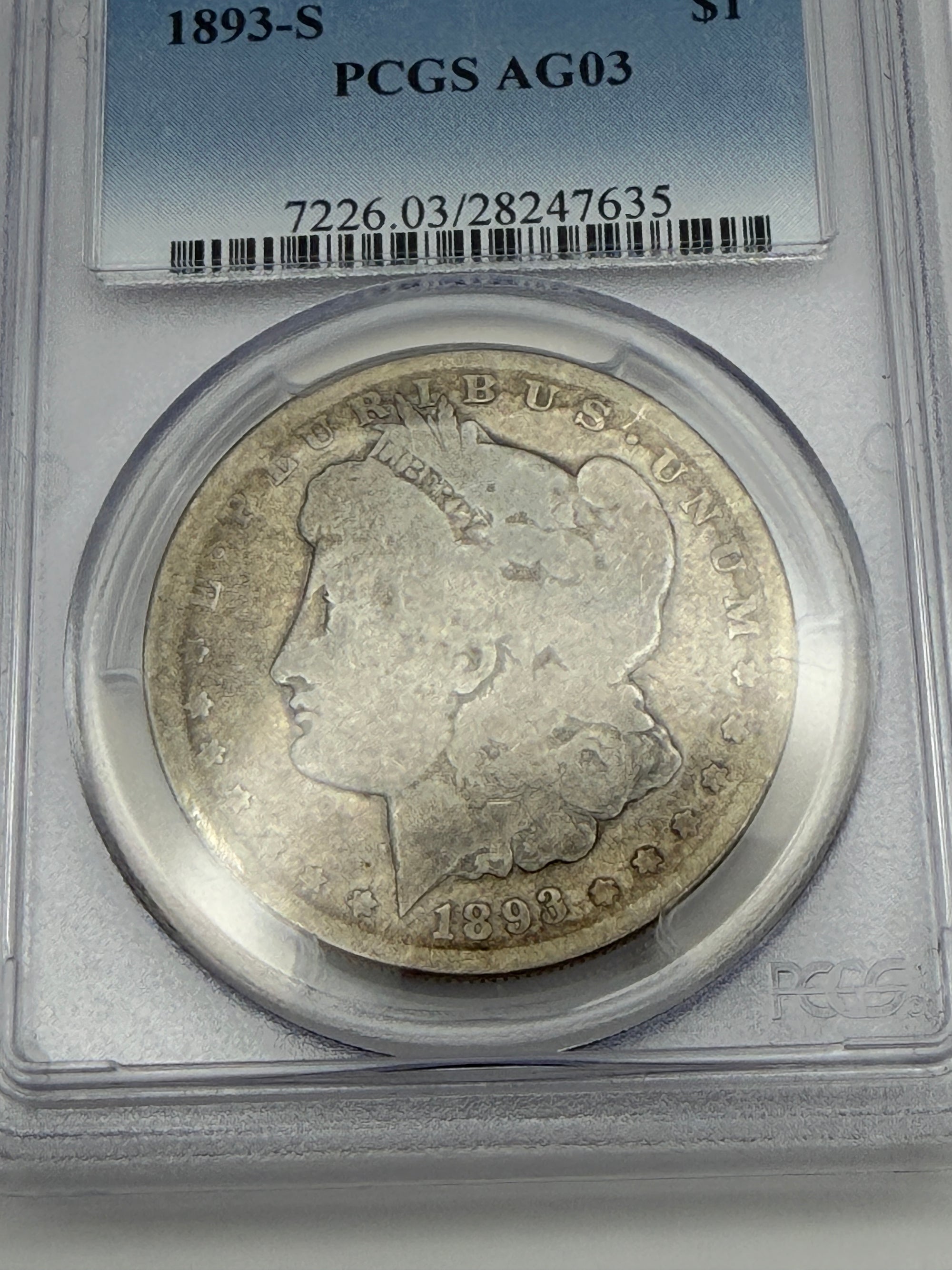 1893-S Morgan Silver Dollar – PCGS AG3 | Key Date Morgan Dollar Rarity