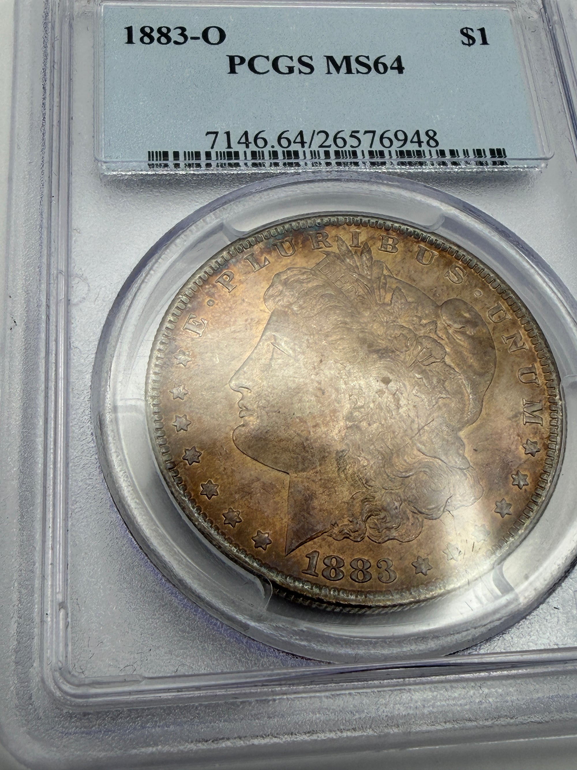 1883-O Morgan Silver Dollar – PCGS MS64 | New Orleans Mint Classic Toning