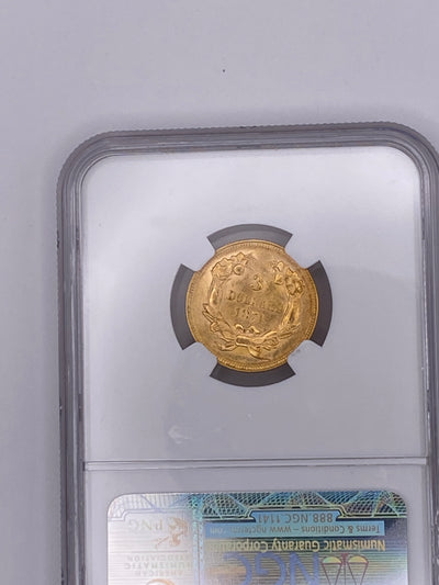 1874 $3 Gold Princess Head – NGC AU58 CAC | Near Mint Classic Rarity
